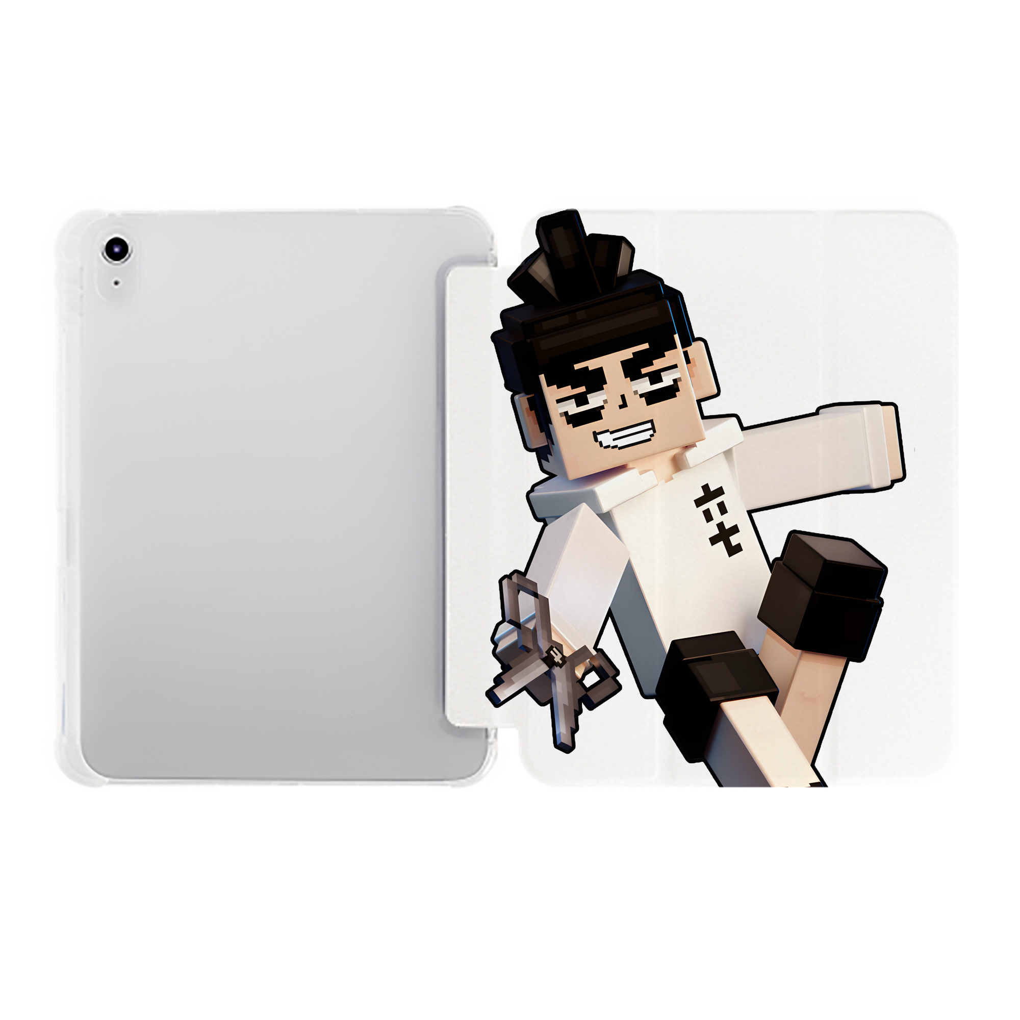 （画像用） マインクラフト ブロックの世界 Minecraft MC Block world IPad ケース ペン収納付き 三つ折りスタンド PUレザー×シリコン 対応機種9.5/10.5/10.9インチ